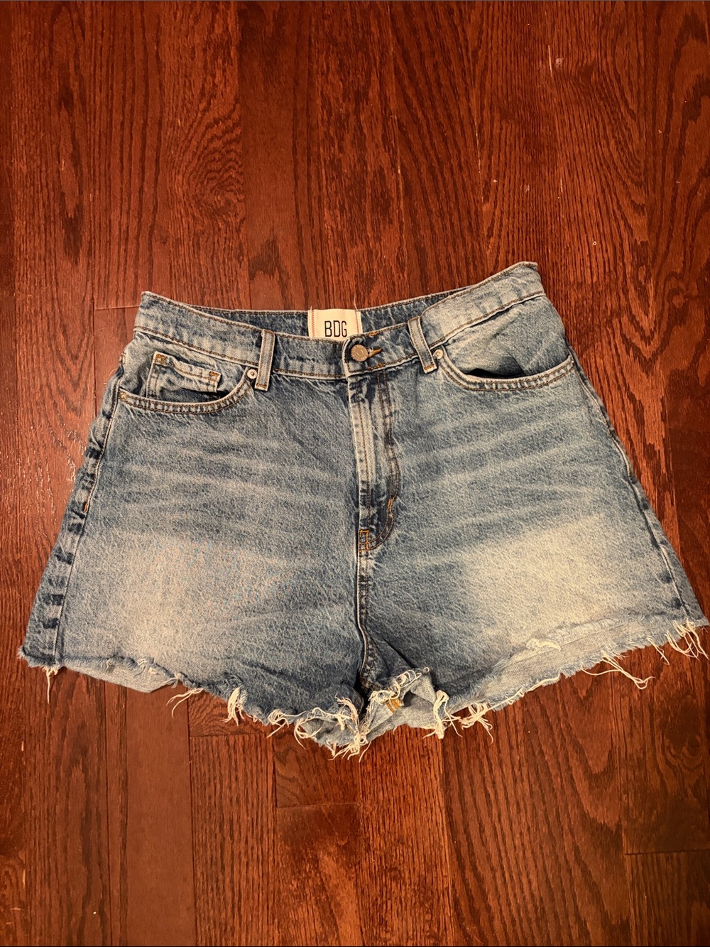 BDG Light Blue High-Rise A-Line Jean Shorts